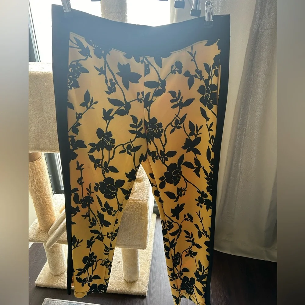 PAM & GELA Black and Yellow Floral Track Pants Petite / Extra Small - Picture 4 of 5
